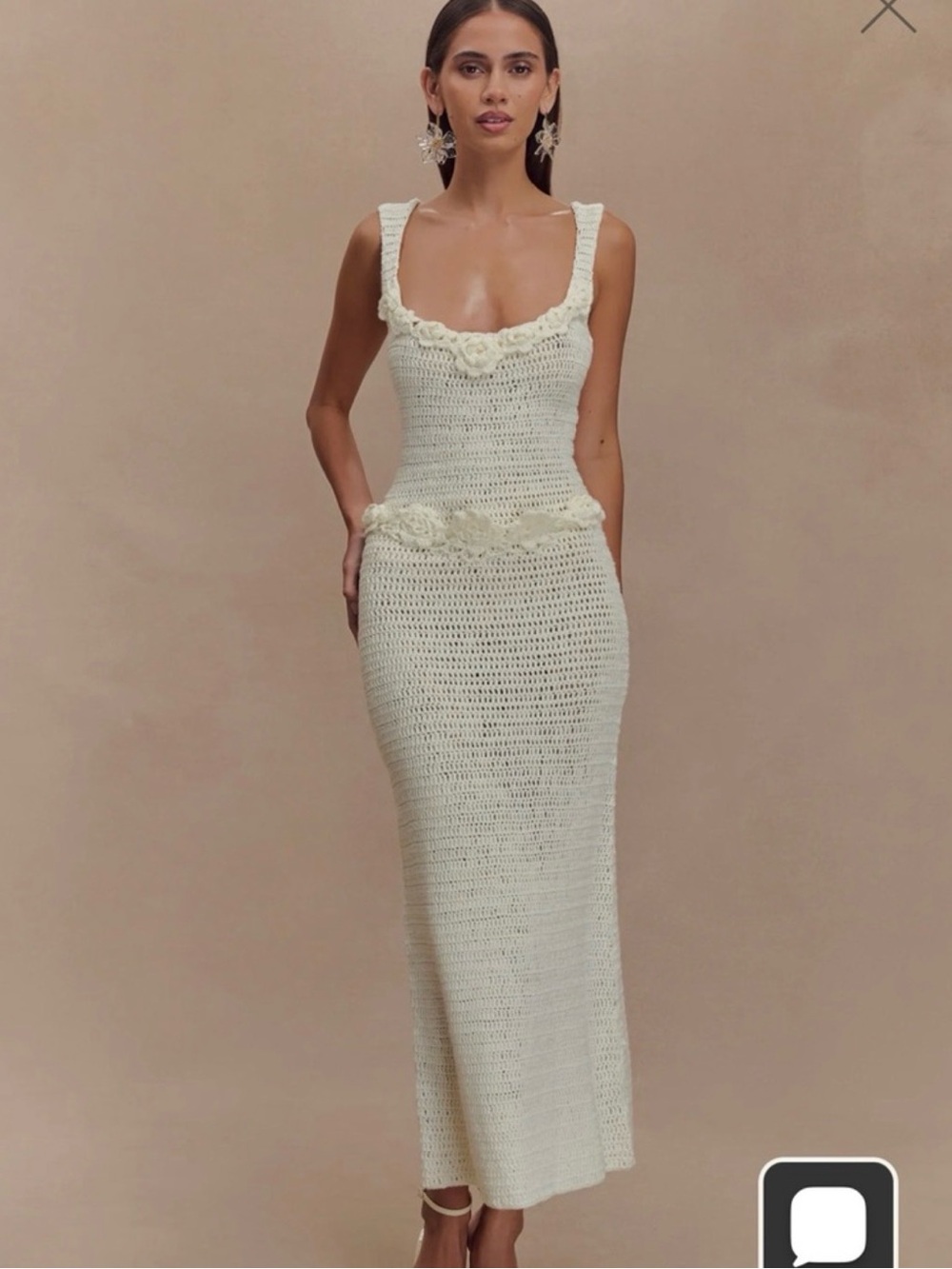 Meshki Teagan Floral Hand Crochet Midi Dress